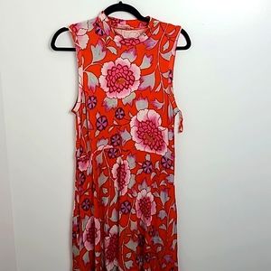 Anthropologie Bright Orange Maeve Floral Dress
